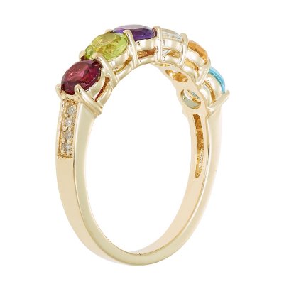 Multi Gemstone & Diamond Ring In 14K Yellow Gold - Sam\'s Club