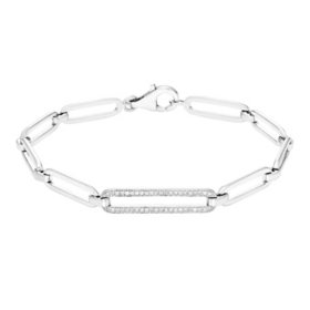 Sterling Silver and 0.13 CT. T.W. Diamond Link Bracelet