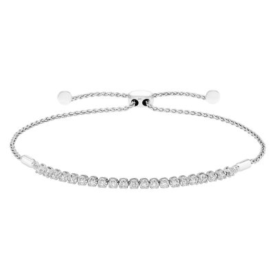 Sterling Silver and 0.27 CT. T.W. Diamond Tennis Style Bolo Bracelet ...