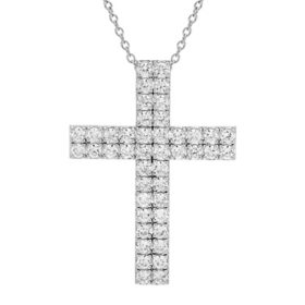 3.00 CT. T.W. Diamond Cross Pendant in 14K White Gold (I, I1)