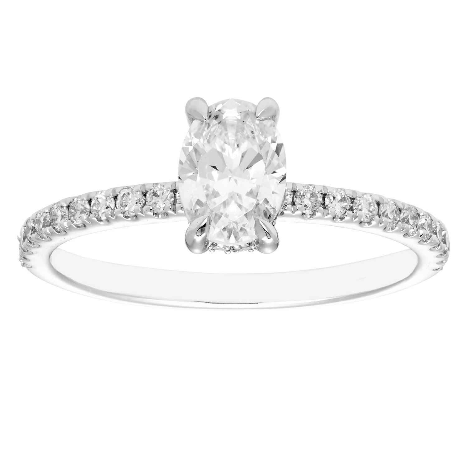 1.06 CT. T.W. Oval Diamond Engagement Ring in 14K White Gold, 7