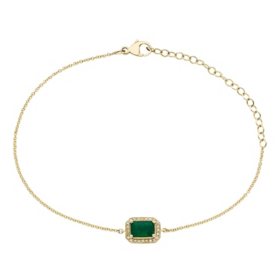 Genuine Precious Gemstone & Diamond Accent Bracelet in 14K Gold
