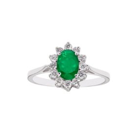 Oval Cut Gemstone & 0.23 CT. T.W. Diamond Halo Ring in 14K Gold