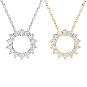 0.50 CT. T.W. Round Cut Open Circle Diamond Pendant Necklace in 14K Gold