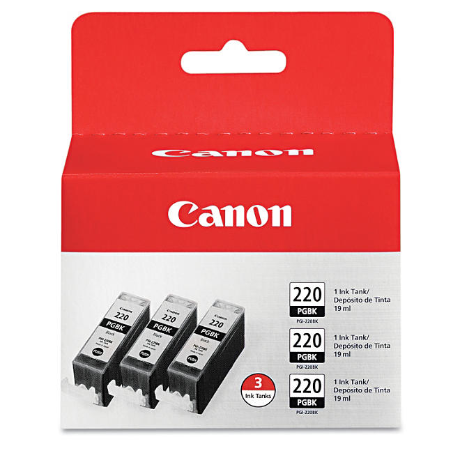 Canon PGI-220BK Ink Tank Cartridge, Black (3 pk.)