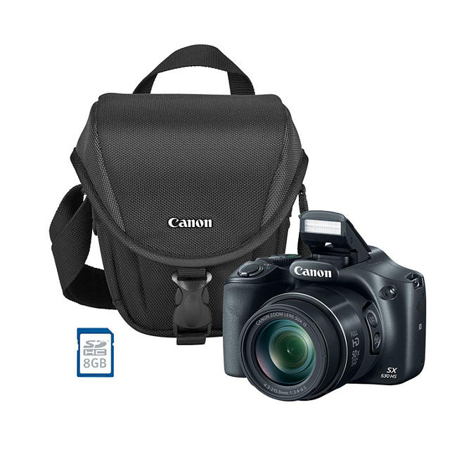 Canon PowerShot SX530 HS 16MP CMOS Sensor Camera Bundle with 50x Zoom, Camera Bag and 8 GB SDHC Card