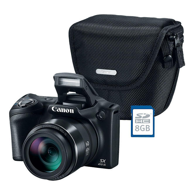 Canon PowerShot SX410 IS Digital Camera Bundle with 20MP, 40x Optical Zoom, Camera Bag and 8GB SDHC Card