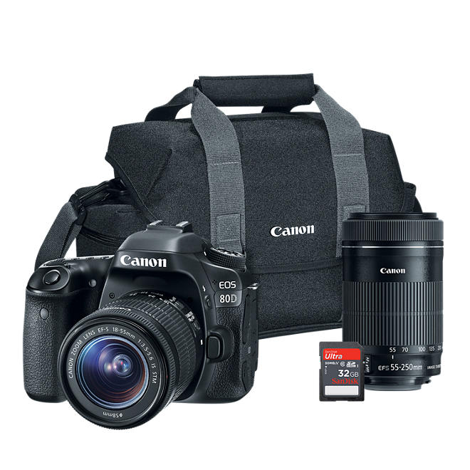 Canon EOS 80D DSLR Camera 2 Lens Bundle