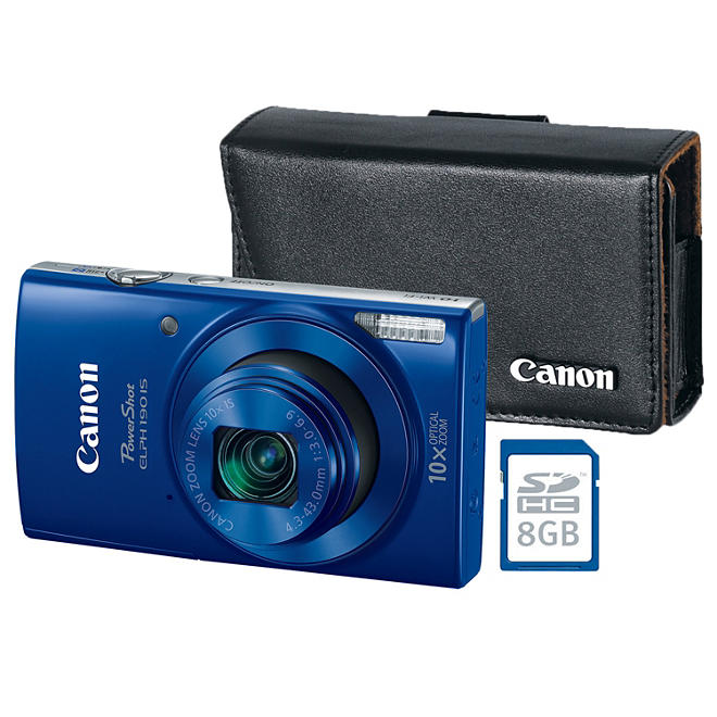 Canon PowerShot ELPH 190 IS 20MP Camera Bundle with 10x Optical Zoom, Camera Case and 8GB SDHC Card 