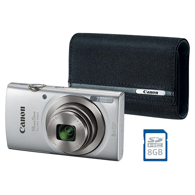 Canon ELPH180 Point & Shoot Camera Bundle with 8x Optical Zoom