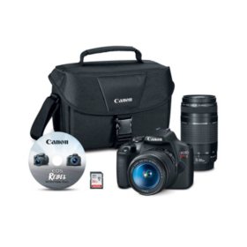 Canon EOS Rebel T7 24.1MP Digital SLR Camera Bundle with EF-S 18-55mm IS Lens, 70-300mm Lens, 32GB SD Card, Camera Bag