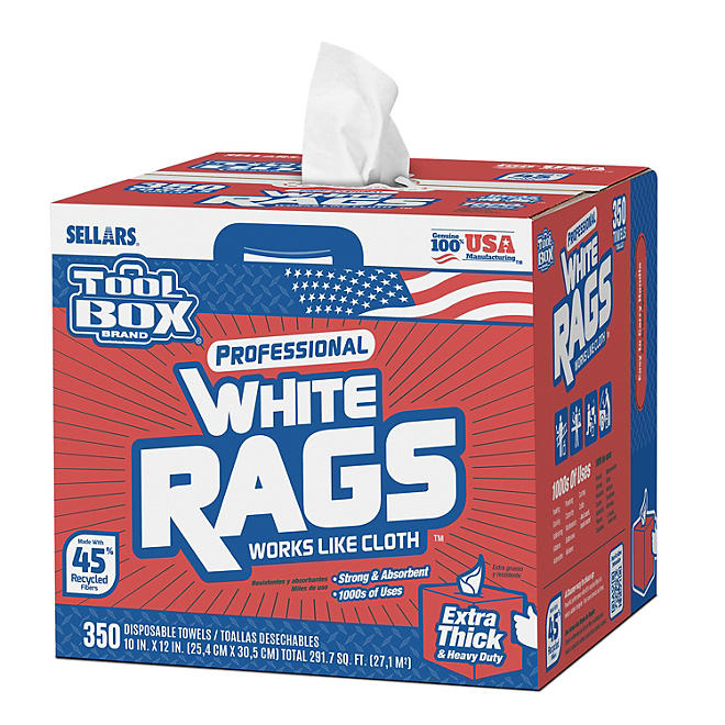 TOOLBOX Professional White Disposable Rags 350 Sheets/Box