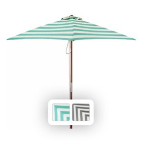 Classic Wood 6.5' Square Market Umbrella, Assorted Colors