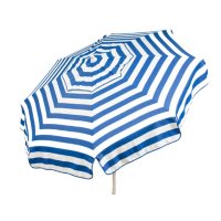 Italian 6' Umbrella, Blue and White Stripes, Choice of Patio or Beach Pole