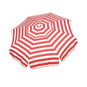 Italian 6-Ft. Umbrella, Acrylic Stripes, Red and White, Choose Beach or Patio Pole