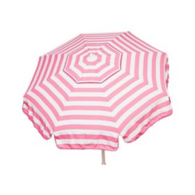 Italian 6-Ft. Umbrella Acrylic Stripes, Pink and White, Choose Beach or Patio Pole