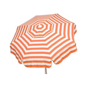 Italian 6-Ft. Umbrella, Acrylic Stripes, Orange and White, Patio Pole