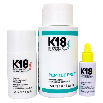 K18 BIOMIMETIC HAIRSCIENCE Peptide Prep Shampoo 8.5oz & newest Repair Hair Mask 1.7oz