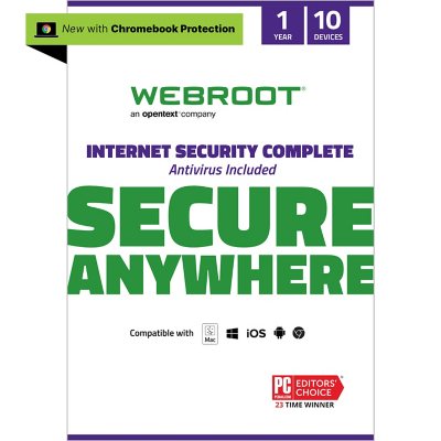 Webroot Internet Security Complete + Antivirus Software 10 Devices 1 Year PC/Mac