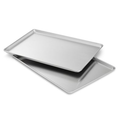 Baker's Mark Half Size NSF 12 Gauge 13 x 18 Open Bead Rim Heavy Duty  Aluminum Bun / Sheet Pan