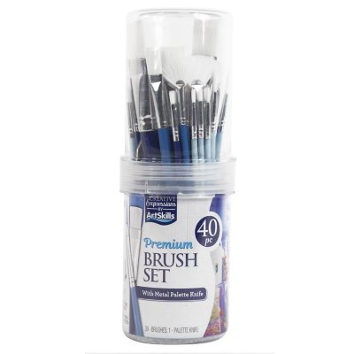 Artskills Premium Artists Paint Brush Set for Watercolor, Oil and Acrylic, for Fine Details and Wide Strokes, 24ct