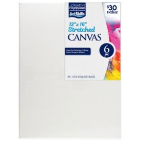 ArtSkills 12" x 16" Stretched Canvas for Arts and Crafts, 6 Pack