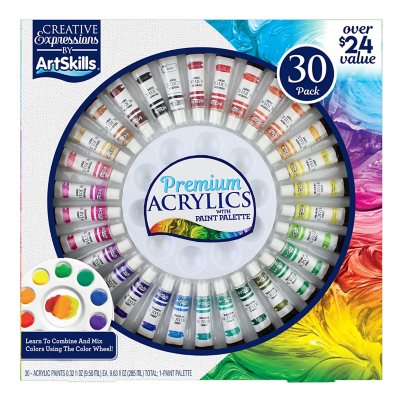 ArtSkills 30-Piece Premium Acrylic Paint Set with Paint Palette - Sam's Club