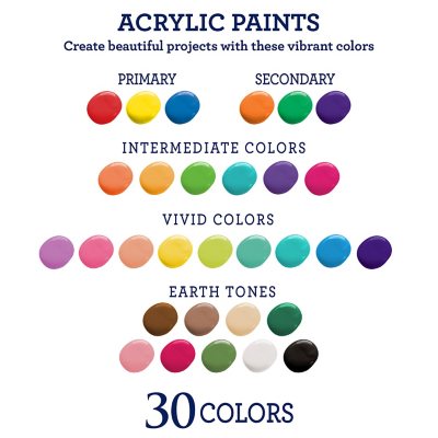 ArtSkills 30-Piece Premium Acrylic Paint Set with Paint Palette - Sam's Club