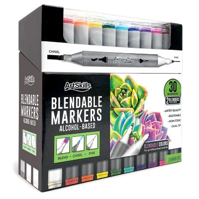 Dual Tip Alcohol Based Art Markers, 30 Colors Alcohol Marker Pens