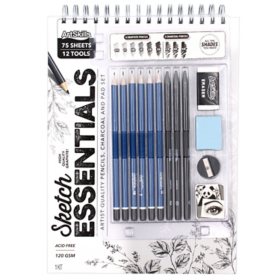 ArtSkills Sketch Essentials Artist Quality Pencils, Charcoal, and Pad Set