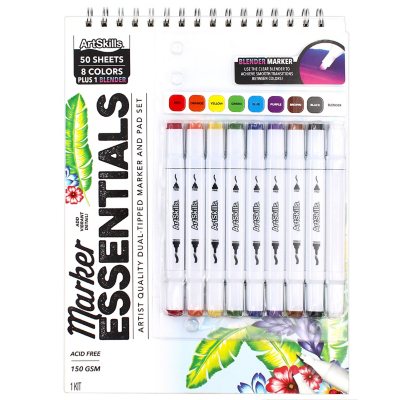 ArtSkills Marker Essential Artist Quality Dual-Tipped Markers and Pad Set