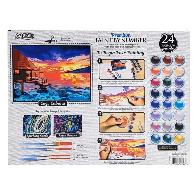 Artskills Premium Paint by Number Kit for Adults with Canvas and 24 Paints, 2-Pack, Lake