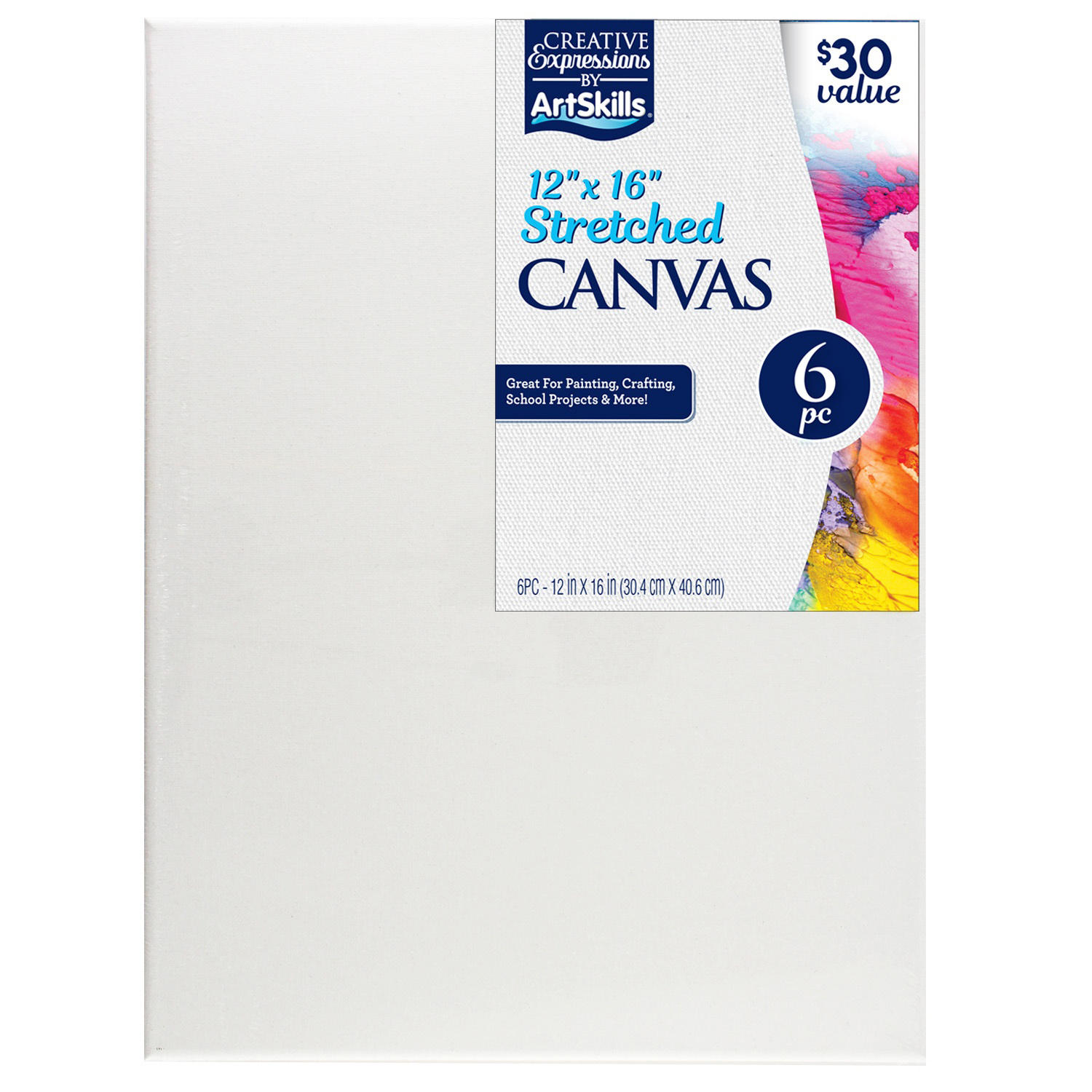 ArtSkills 12' x 16' Stretched Canvas for Arts and Crafts, 6 Pack