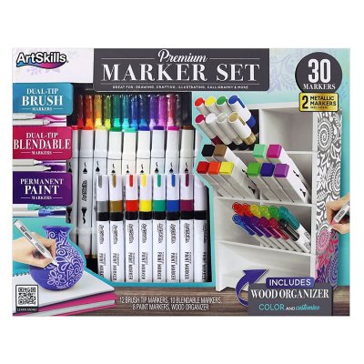 Dual-Tip Blendable Markers Set, 30-Count