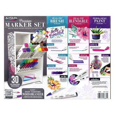 ArtSkills Premium Dual Tip Brush Marker Pen Set, 50 Colors Fine Tip and  Brush
