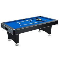 Hustler 7' Pool Table with Blue Felt, Internal Ball Return System, Pool Cues and Chalk