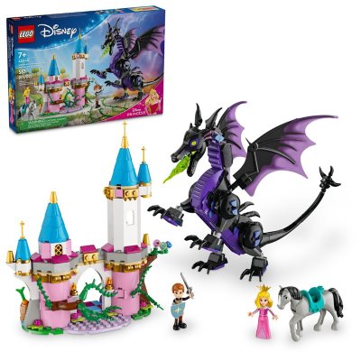 LEGO Disney Maleficent’s Dragon Form Castle and Horse Toy, 583 pcs.