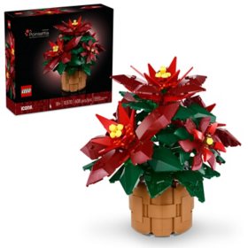 LEGO Icons Poinsettia Plant Building Set and Centerpiece Table Decoration, 608 pcs.