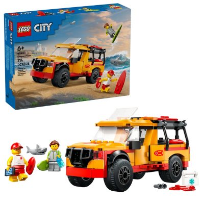LEGO City Lifeguard Beach Rescue Truck Building Toy, 214 pcs.