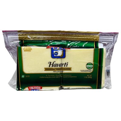 Finlandia Sliced Havarti Cheese, 32 slices Sam's Club