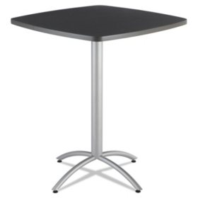 Iceberg CaféWorks 36" Square Table, Graphite Granite/Silver