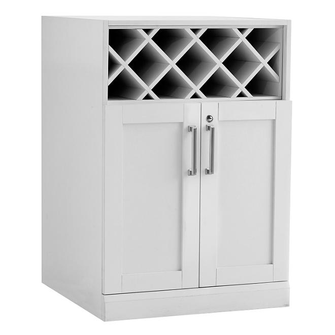 NewAge Products Home Bar Bottle-Storage Base Cabinet (White) 