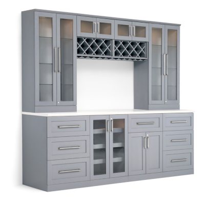 Home Wine Bar Cabinet 7-piece Set with Short Wall Cabinets by NewAge  Products