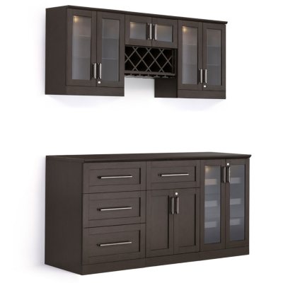 Home Wine Bar Cabinet 7-piece Set with Short Wall Cabinets by NewAge  Products