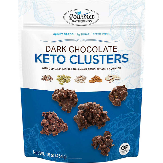 Gourmet Gatherings Dark Chocolate Keto Cluster with Quinoa, Pumpkin and Sunflower Seeds, Pecans and Almonds 16 oz.