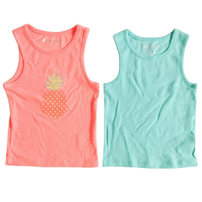 2-Pack Tank Tops with Pointelle and Sequins