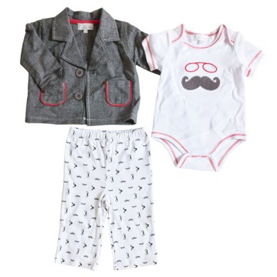 Quiltex Baby Mustache 3 Piece Set Sam s Club