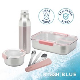 Eco Bento Kit and Water Bottle, 7 Piece (Assorted Colors)