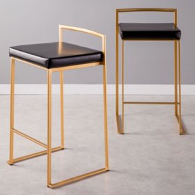 Fuji Contemporary Counter stool - Set of 2, Gold and Black