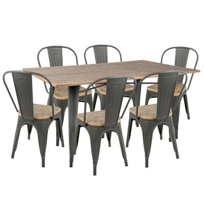 Oregon 7 Piece Industrial Farmhouse Dining Set Assorted